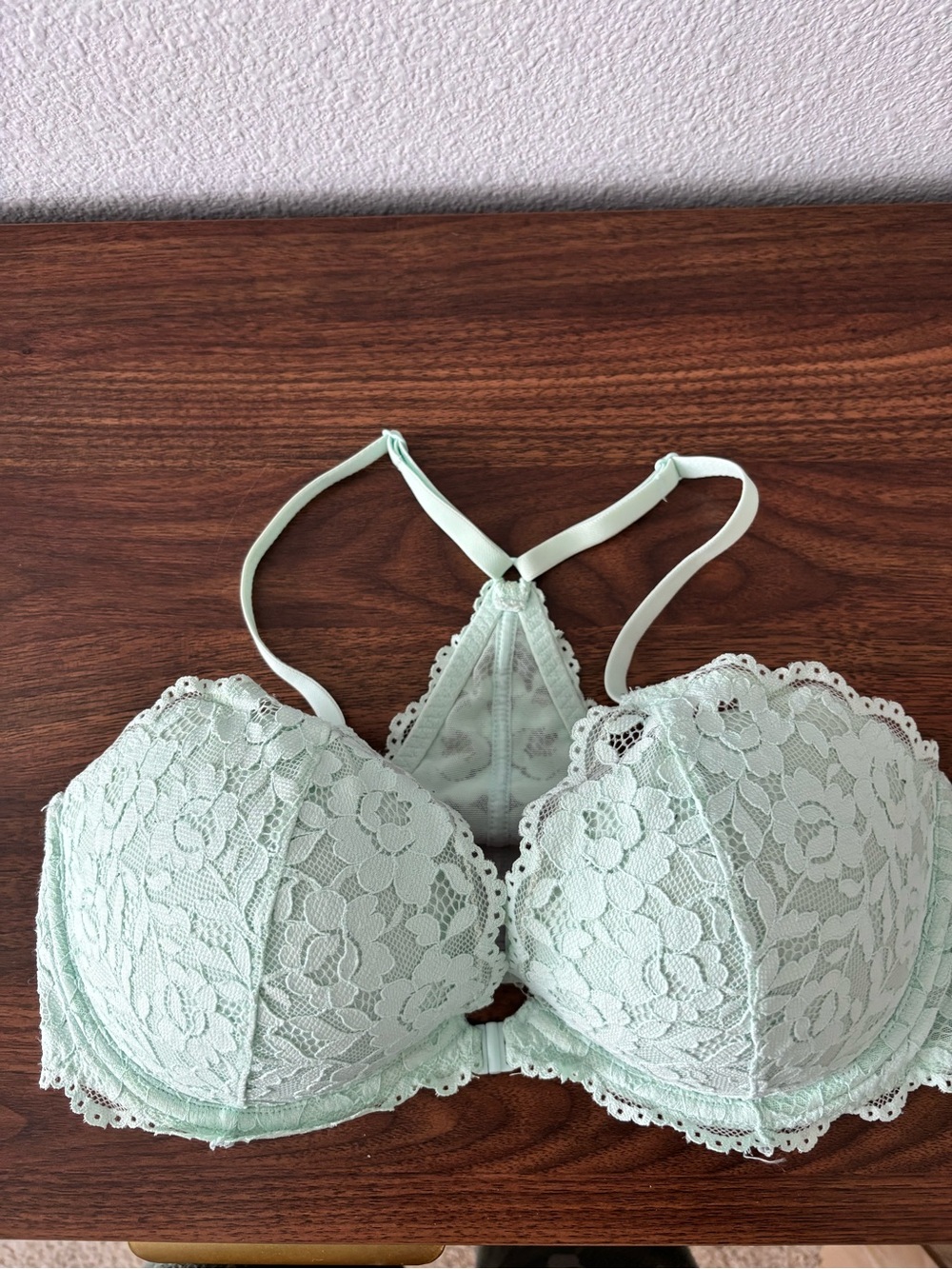 PINK Victoria's Secret Mint Green Lace Push-Up Bralette